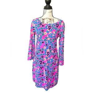 Lilly Pulitzer Vibrant Bold Pink Leopard Print Dress 100% Pima Cotton size small